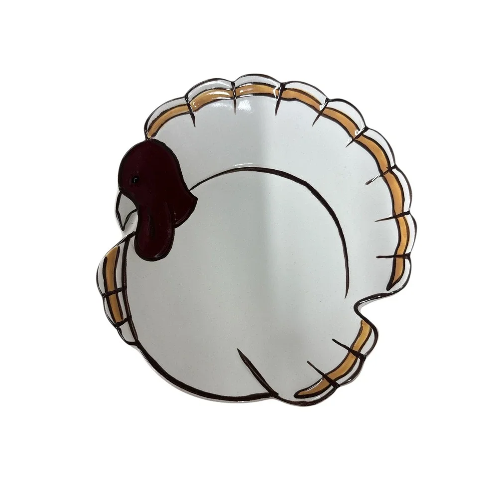 Pottery Barn Gobble Turkey Salad Dessert‎ Plates 4 PC Thanksgiving Fall Harvest